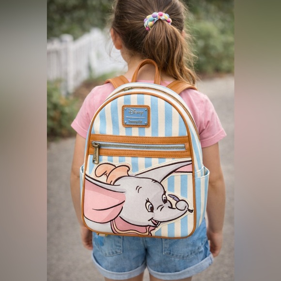 🐘 Loungefly x Disney Dumbo Mini Child Backpack – Blue Stripe - Picture 2 of 10